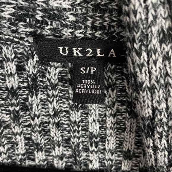 UK2LA Waterfall Front Cardigan Heather Grey Ribbed Knit Sz Small - Picture 4 of 12